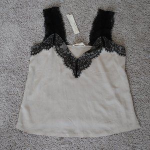 NWT- Love Stitch Vintage Cream and Black Lace Cami